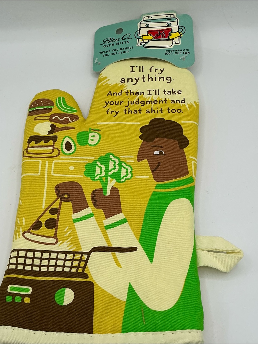 Blue Q I’ll Fry Anything oven mitt NWT